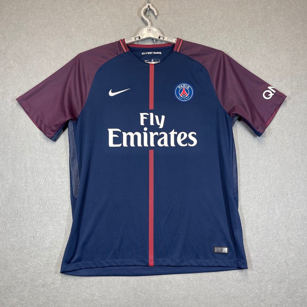 PSG Jersey Mens XL Navy Red Nike Paris Saint-Germain Home Kit Fly Emirates 2017